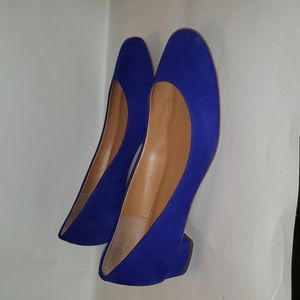 JCrew blue suede shoes, small heel, size 7, lightly worn. Round toe.